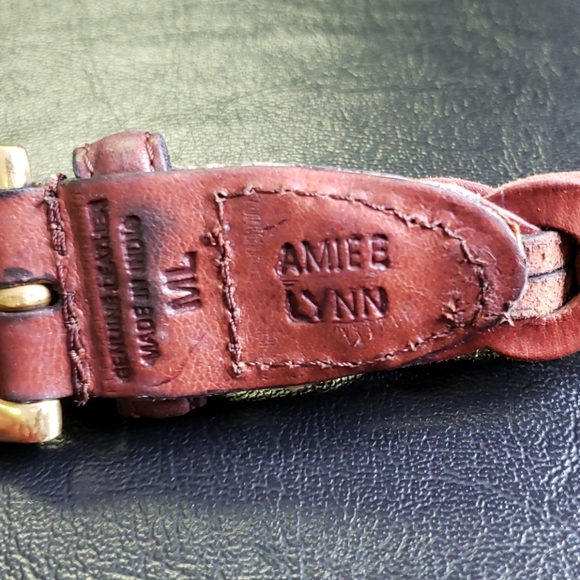 Aimee Lynn brown leather belt with brass hardware main image 4